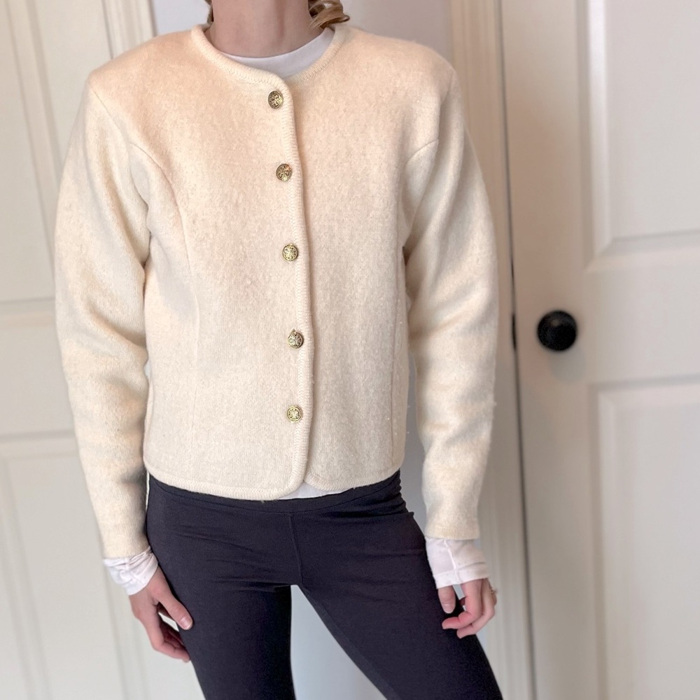Thick vintage cardigan sweater with beautiful antique buttons